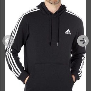 New - Adidas Men's Black Sweatshirt with White Stripes